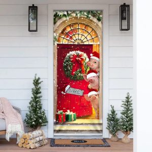 Farmhouse Pig Christmas Door Cover Unique Gifts Doorcover Housewarming Gifts 1