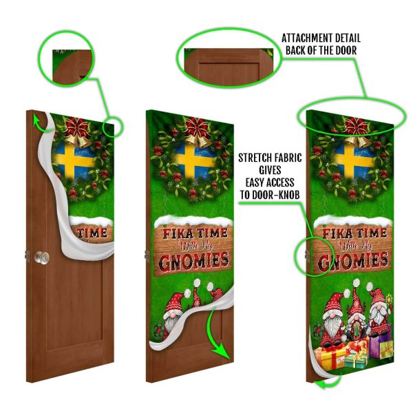 Fika Time With My Gnomies Door Cover – Swedish Heritage Gnome Door Cover – Unique Gifts Doorcover