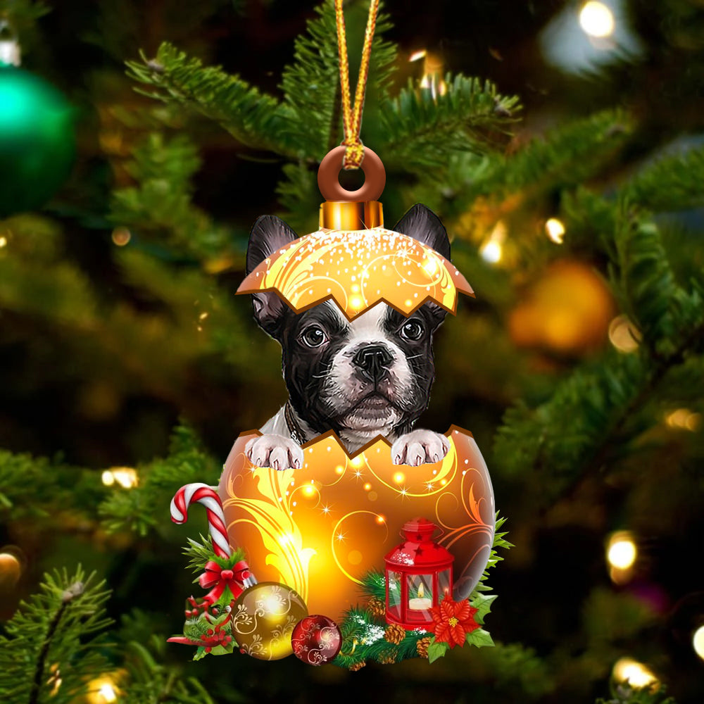 French Bulldog .In Golden Egg Christmas Ornament - Car Ornament - Unique Dog Gifts For Owners
