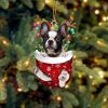 French Bulldog In Snow Pocket Christmas Ornament – Two Sided Christmas Plastic Hanging