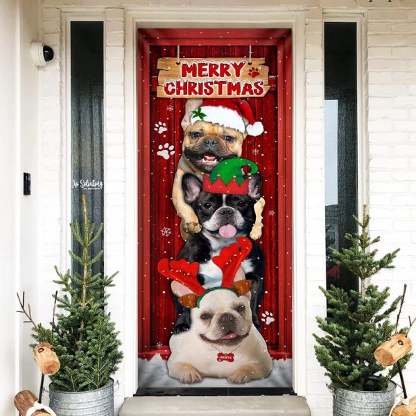 Frenchie Merry Christmas Door Cover – Unique Gifts Doorcover – Housewarming Gifts