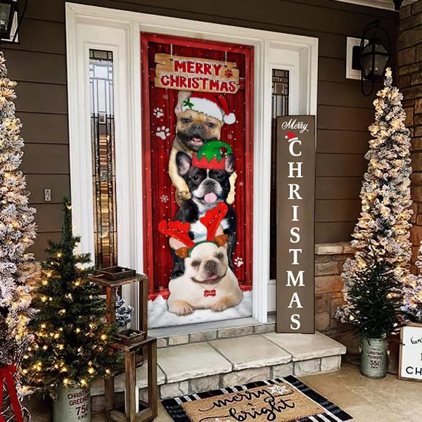 Frenchie Merry Christmas Door Cover – Unique Gifts Doorcover – Housewarming Gifts