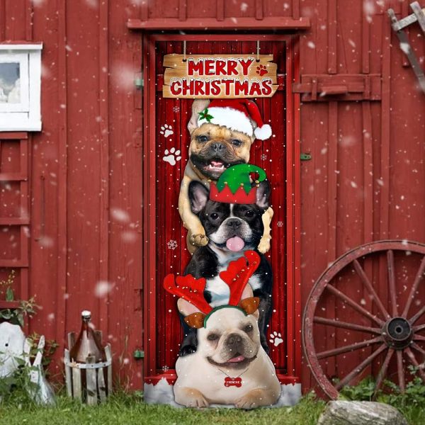 Frenchie Merry Christmas Door Cover – Unique Gifts Doorcover – Housewarming Gifts