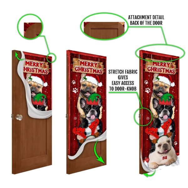 Frenchie Merry Christmas Door Cover – Unique Gifts Doorcover – Housewarming Gifts