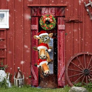 Funny Cow Christmas Door Cover Cattle Unique Gifts Doorcover Holiday Decor 4