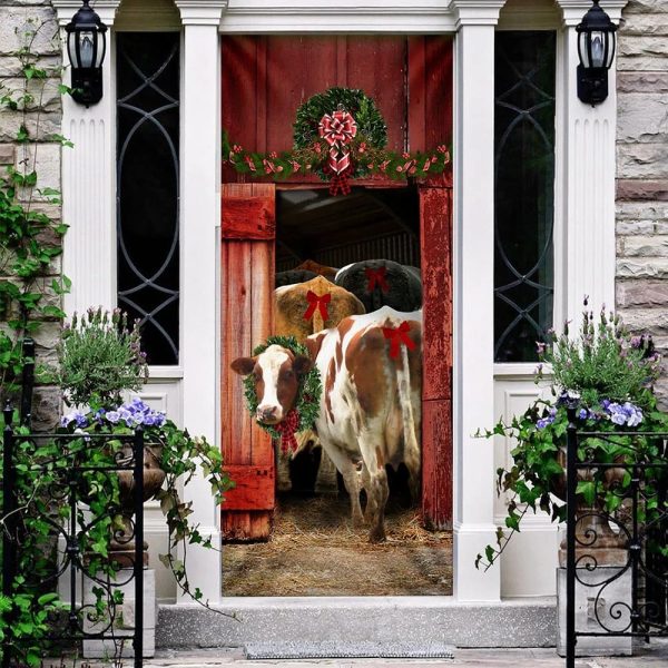 Funny Family Cattle Door Cover – Unique Gifts Doorcover – Christmas Gift For Friends