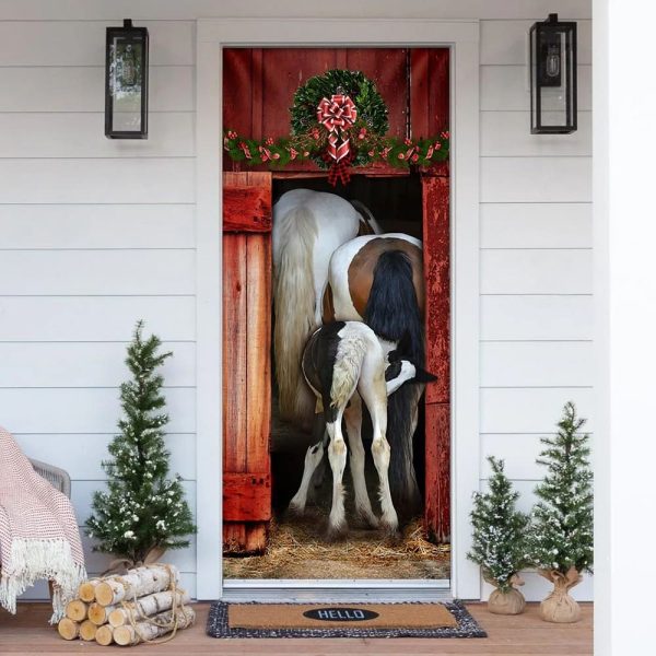 Funny Family Horse Door Cover – Unique Gifts Doorcover – Christmas Gift For Friends
