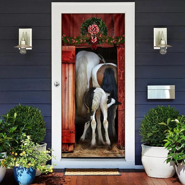Funny Family Horse Door Cover – Unique Gifts Doorcover – Christmas Gift For Friends