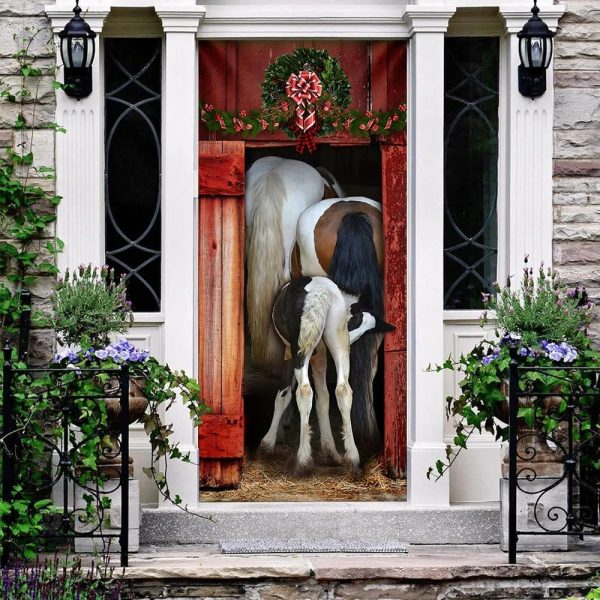 Funny Family Horse Door Cover – Unique Gifts Doorcover – Christmas Gift For Friends