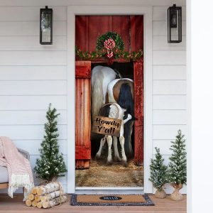 Funny Horse Howdy Y all Door Cover Unique Gifts Doorcover Holiday Decor 1
