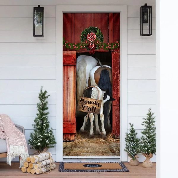 Funny Horse Howdy Y’all Door Cover – Unique Gifts Doorcover – Holiday Decor