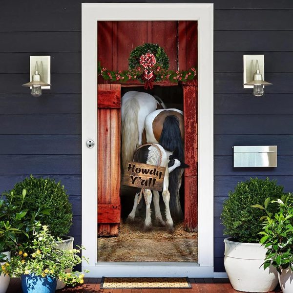 Funny Horse Howdy Y’all Door Cover – Unique Gifts Doorcover – Holiday Decor