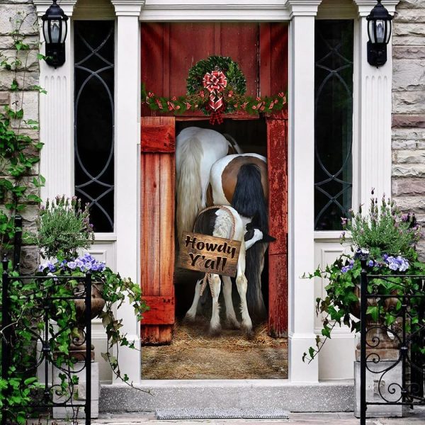 Funny Horse Howdy Y’all Door Cover – Unique Gifts Doorcover – Holiday Decor