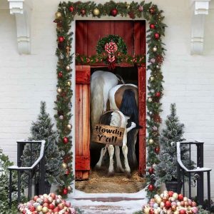 Funny Horse Howdy Y all Door Cover Unique Gifts Doorcover Holiday Decor 4