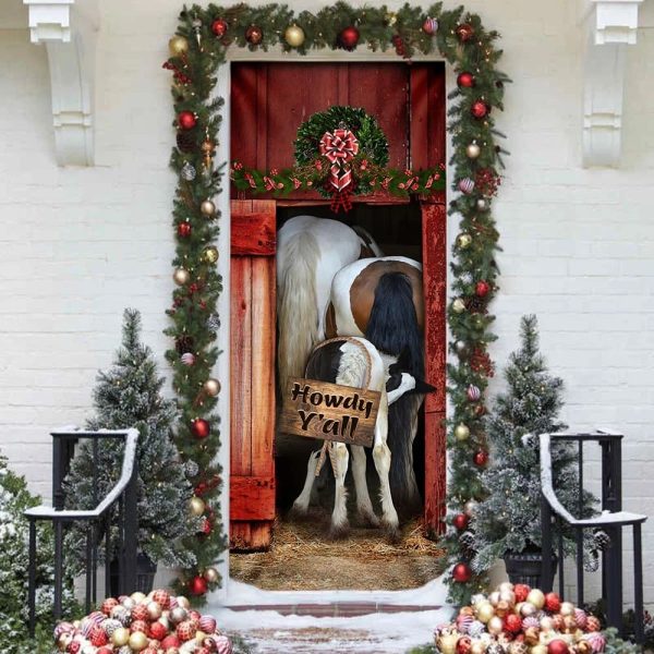 Funny Horse Howdy Y’all Door Cover – Unique Gifts Doorcover – Holiday Decor