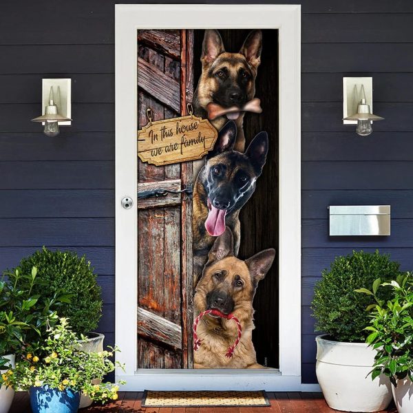 German Shepherd. We Are Family Door Cover – Xmas Outdoor Decoration – Gifts For Dog Lovers