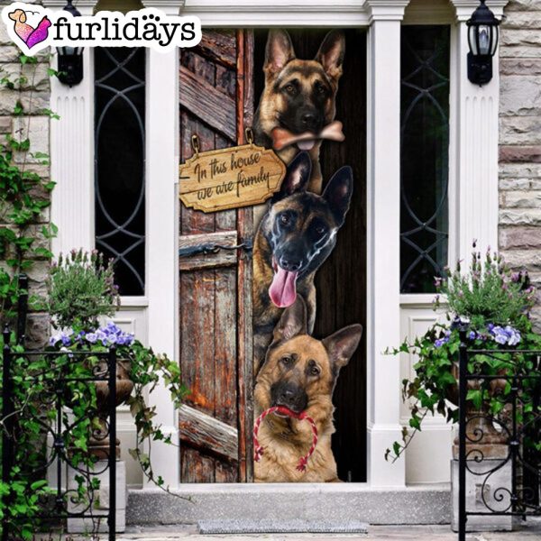 German Shepherd. We Are Family Door Cover – Xmas Outdoor Decoration – Gifts For Dog Lovers