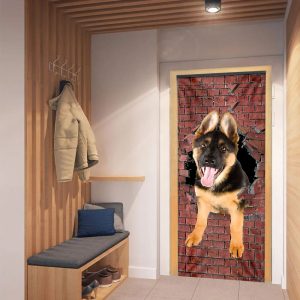 German Shepherd Broken Wall. Dog Lover Door Cover Xmas Outdoor Decoration Gifts For Dog Lovers 5