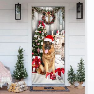 German Shepherd Christmas Door Cover Xmas Outdoor Decoration Gifts For Dog Lovers 1