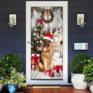 German Shepherd Christmas Door Cover Xmas Outdoor Decoration Gifts For Dog Lovers 2