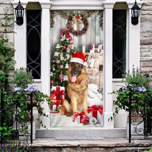 German Shepherd Christmas Door Cover Xmas Outdoor Decoration Gifts For Dog Lovers 3