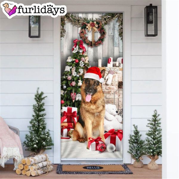 German Shepherd Christmas Door Cover – Xmas Outdoor Decoration – Gifts For Dog Lovers