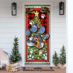 German Shepherd Dog Paw Christmas Door Cover Xmas Outdoor Decoration Gifts For Dog Lovers 1