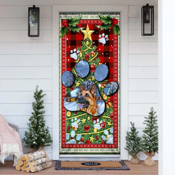 German Shepherd Dog Paw Christmas Door Cover – Xmas Outdoor Decoration – Gifts For Dog Lovers
