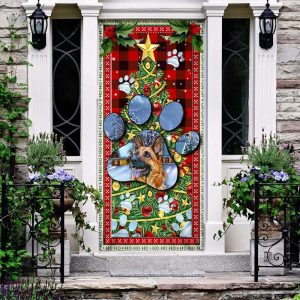 German Shepherd Dog Paw Christmas Door Cover Xmas Outdoor Decoration Gifts For Dog Lovers 3