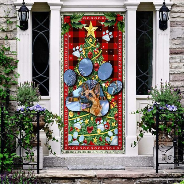 German Shepherd Dog Paw Christmas Door Cover – Xmas Outdoor Decoration – Gifts For Dog Lovers