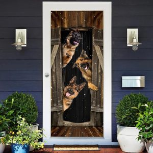 German Shepherd Happy Farmhouse Door Cover Xmas Outdoor Decoration Gifts For Dog Lovers 2