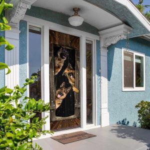 German Shepherd Happy Farmhouse Door Cover Xmas Outdoor Decoration Gifts For Dog Lovers 4