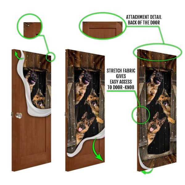 German Shepherd Happy Farmhouse Door Cover – Xmas Outdoor Decoration – Gifts For Dog Lovers