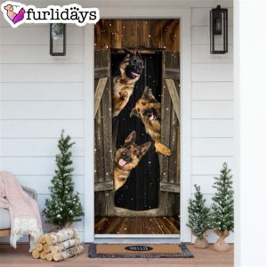 German Shepherd Happy Farmhouse Door Cover Xmas Outdoor Decoration Gifts For Dog Lovers 6
