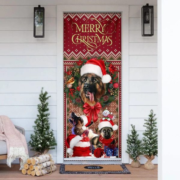 German Shepherd Happy House Christmas Door Cover – Unique Gifts Doorcover