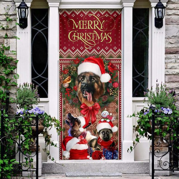 German Shepherd Happy House Christmas Door Cover – Unique Gifts Doorcover
