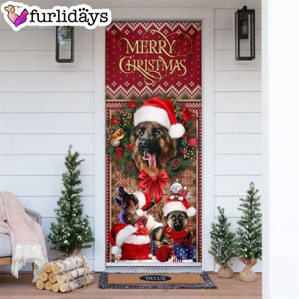 German Shepherd Happy House Christmas Door Cover – Xmas Gifts For Pet Lovers – Christmas Decor