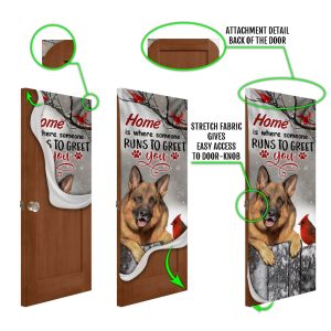 German Shepherd Home Is Where Someone Runs To Greet You Door Cover Xmas Outdoor Decoration Gifts For Dog Lovers 5