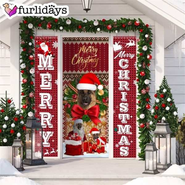 German Shepherd Merry Christmas Gift Door Cover – Xmas Gifts For Pet Lovers – Christmas Decor