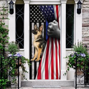 German Shepherd The Thin Blue Line Door Cover Xmas Outdoor Decoration Gifts For Dog Lovers 2
