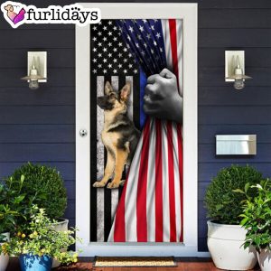German Shepherd The Thin Blue Line Door Cover Xmas Outdoor Decoration Gifts For Dog Lovers 6