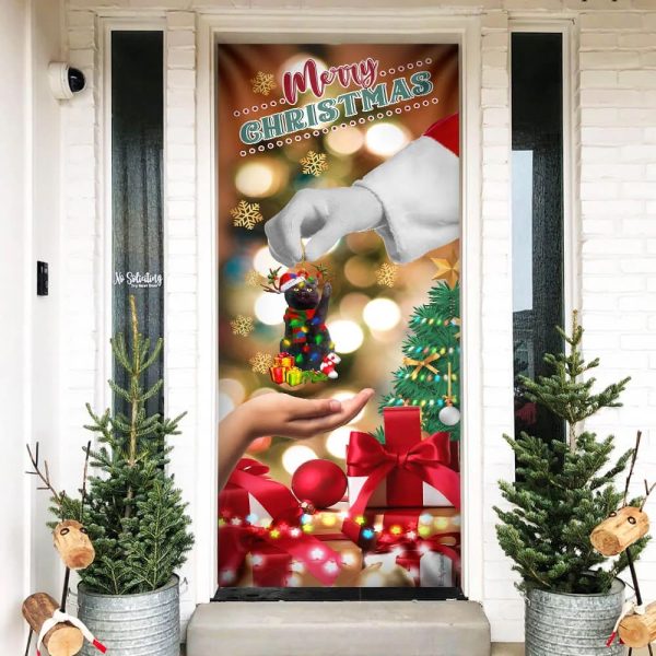 Give Black Cat Dog Door Cover – Christmas Door Cover