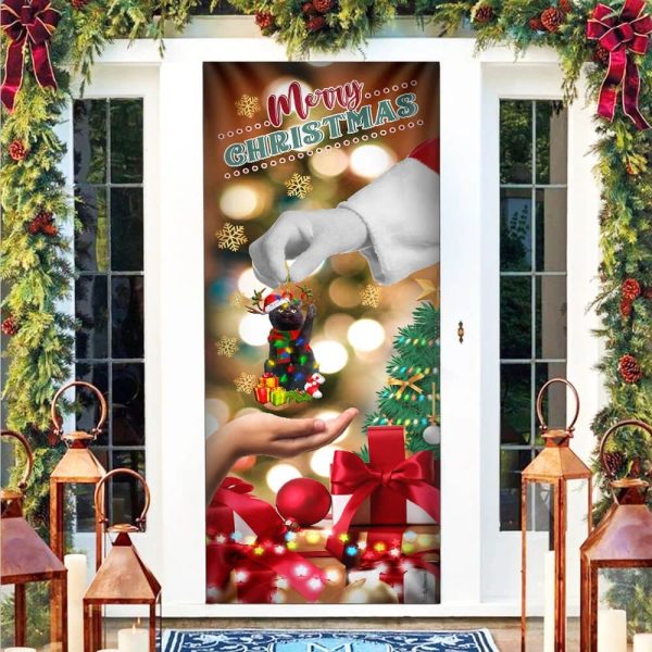 Give Black Cat Dog Door Cover – Christmas Door Cover