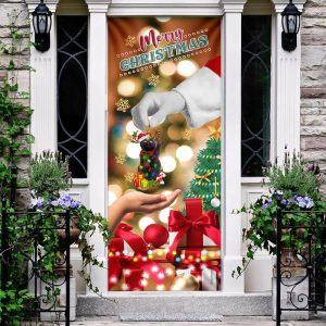 Give Black Cat Dog Door Cover Christmas Door Cover 5