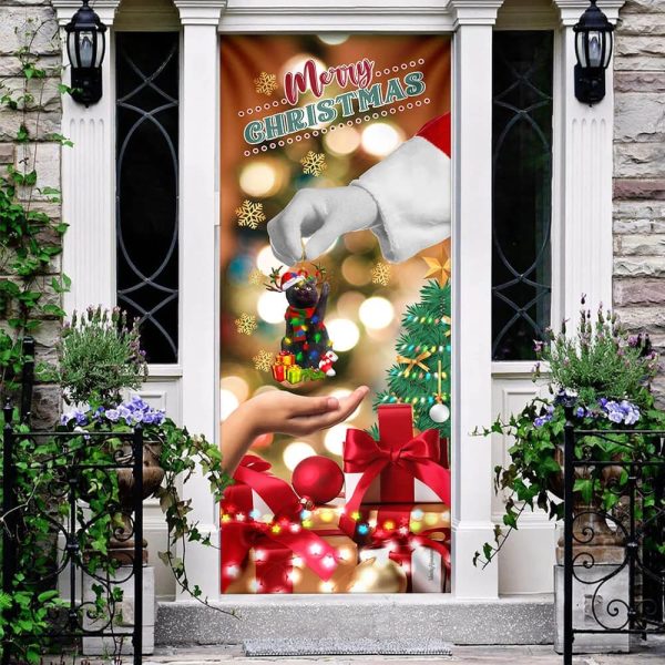 Give Black Cat Dog Door Cover – Christmas Door Cover