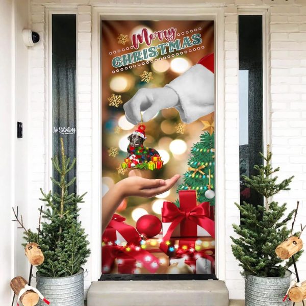 Give Black Labrador Dog – Christmas Door Cover – Xmas Outdoor Decoration – Gifts For Dog Lovers