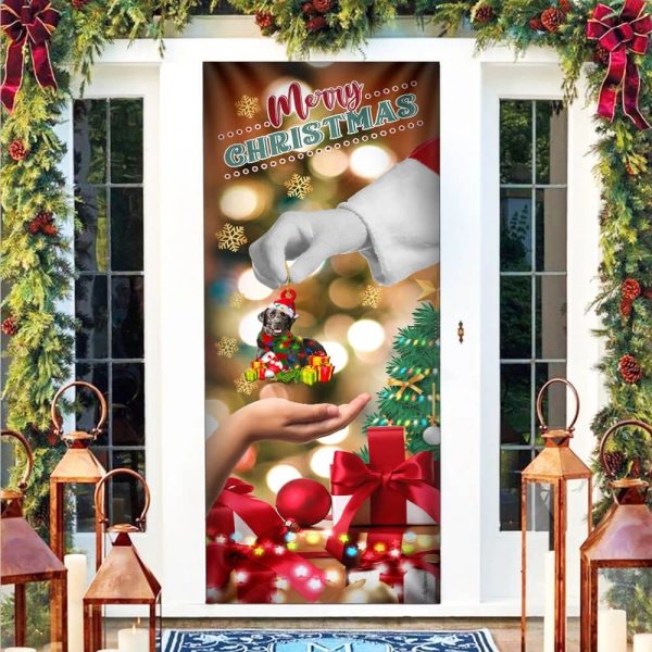 Give Black Labrador Dog – Christmas Door Cover – Xmas Outdoor Decoration – Gifts For Dog Lovers