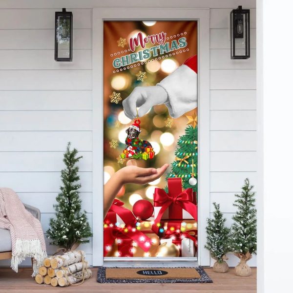 Give Black Labrador Dog – Christmas Door Cover – Xmas Outdoor Decoration – Gifts For Dog Lovers