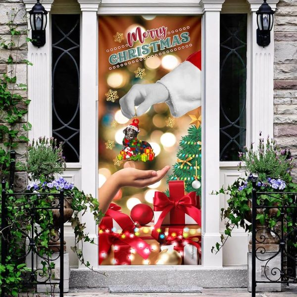 Give Black Labrador Dog – Christmas Door Cover – Xmas Outdoor Decoration – Gifts For Dog Lovers