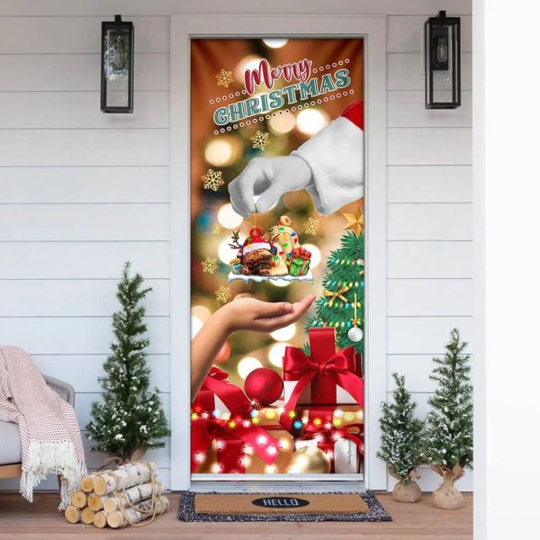 Give Pug Dog Door Cover – Christmas Door Cover – Xmas Outdoor Decoration – Gifts For Dog Lovers